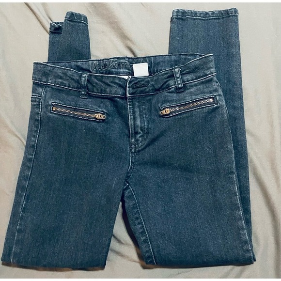 Joe Fresh Girls Kids Dark Denim Skinny Jeans SZ 12 Zip Front Pockets - Picture 3 of 6